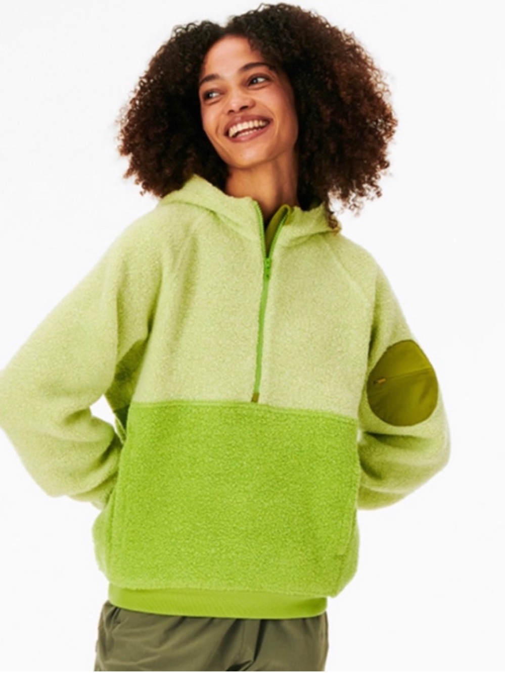 Outdoor Voices Women’s Mega Fleece Green 1/2 Zip Pullover Size Small